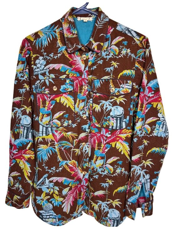 Inouï Tops - Inouï Small Brown Vintage Women’s Tropical Button-Up Shirt/Jacket 100% Cotton